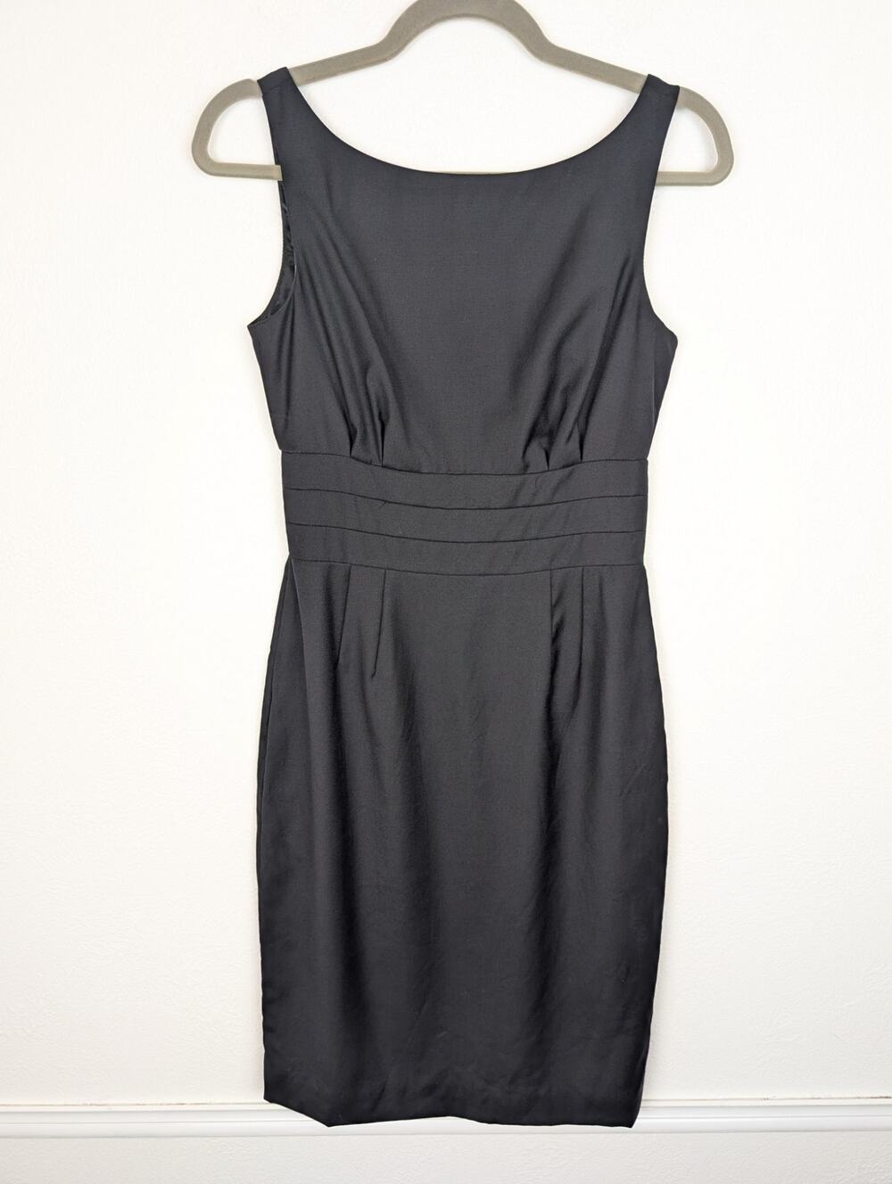J Crew Dress Wool Sheath Pleated Career Office Neutral Academia Black Size 0